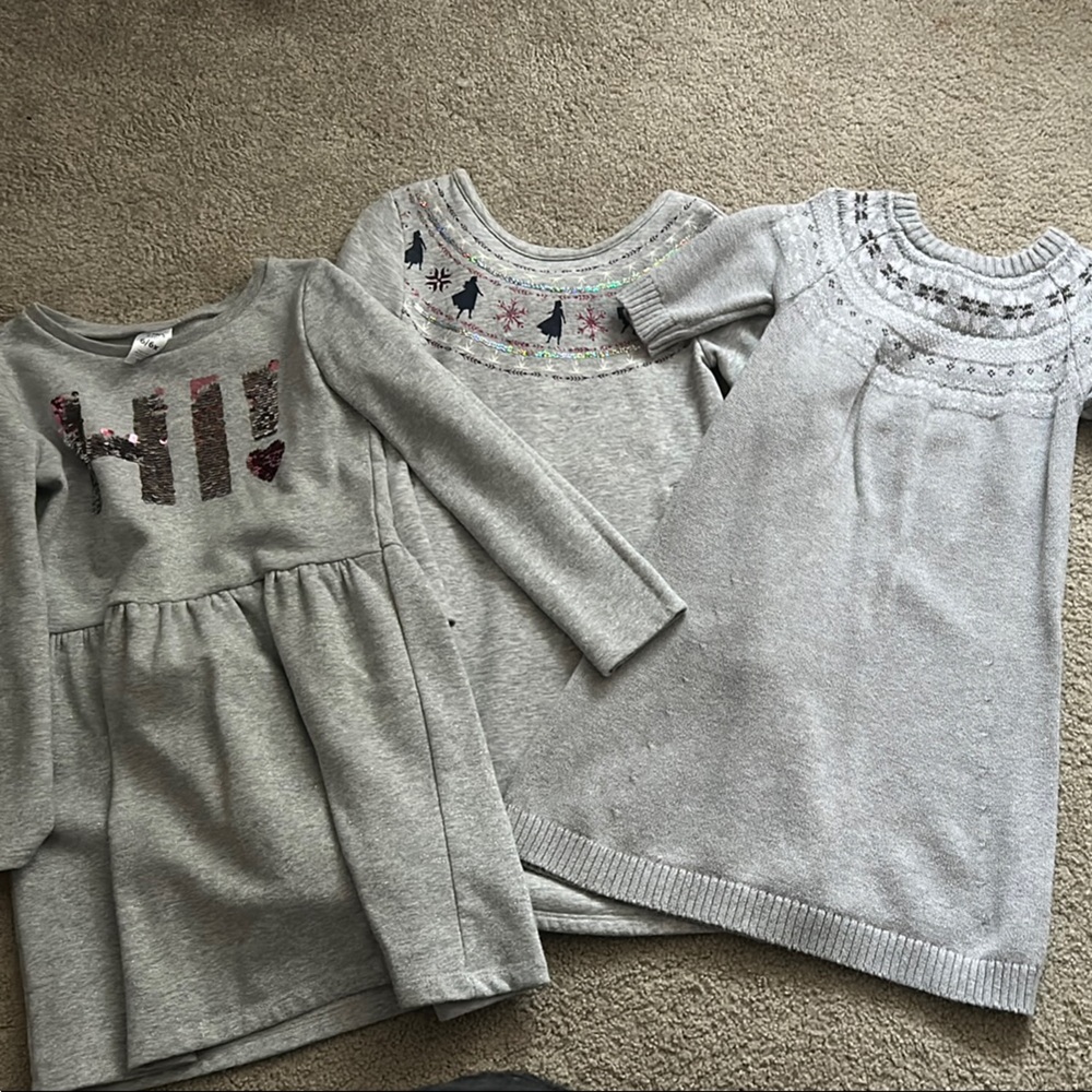 Gray Knit Sweater Dress Set Disney Frozen and Carters